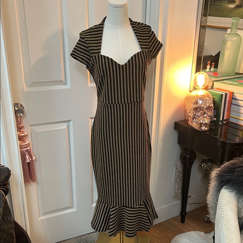 Striped Black and Brown Women's Dress